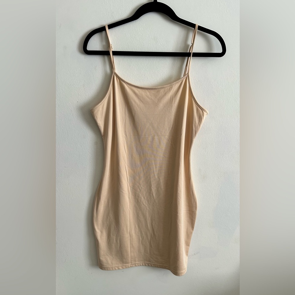 Tan, creamy, spandex dress